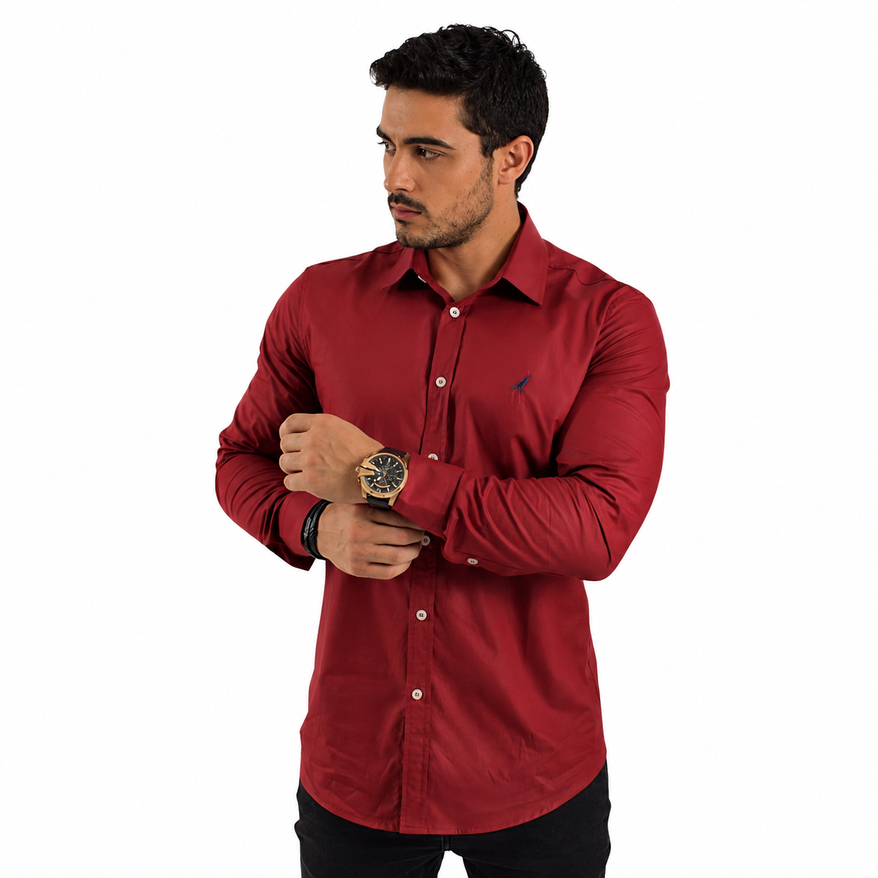 Camisa Social Masculina Vermelha Slim