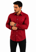 Camisa Social Masculina Vermelha Slim