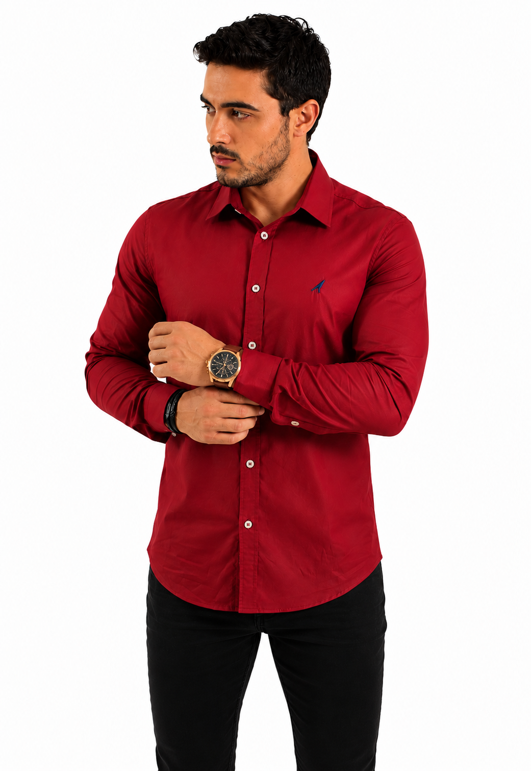 Camisa Social Masculina Vermelha Slim