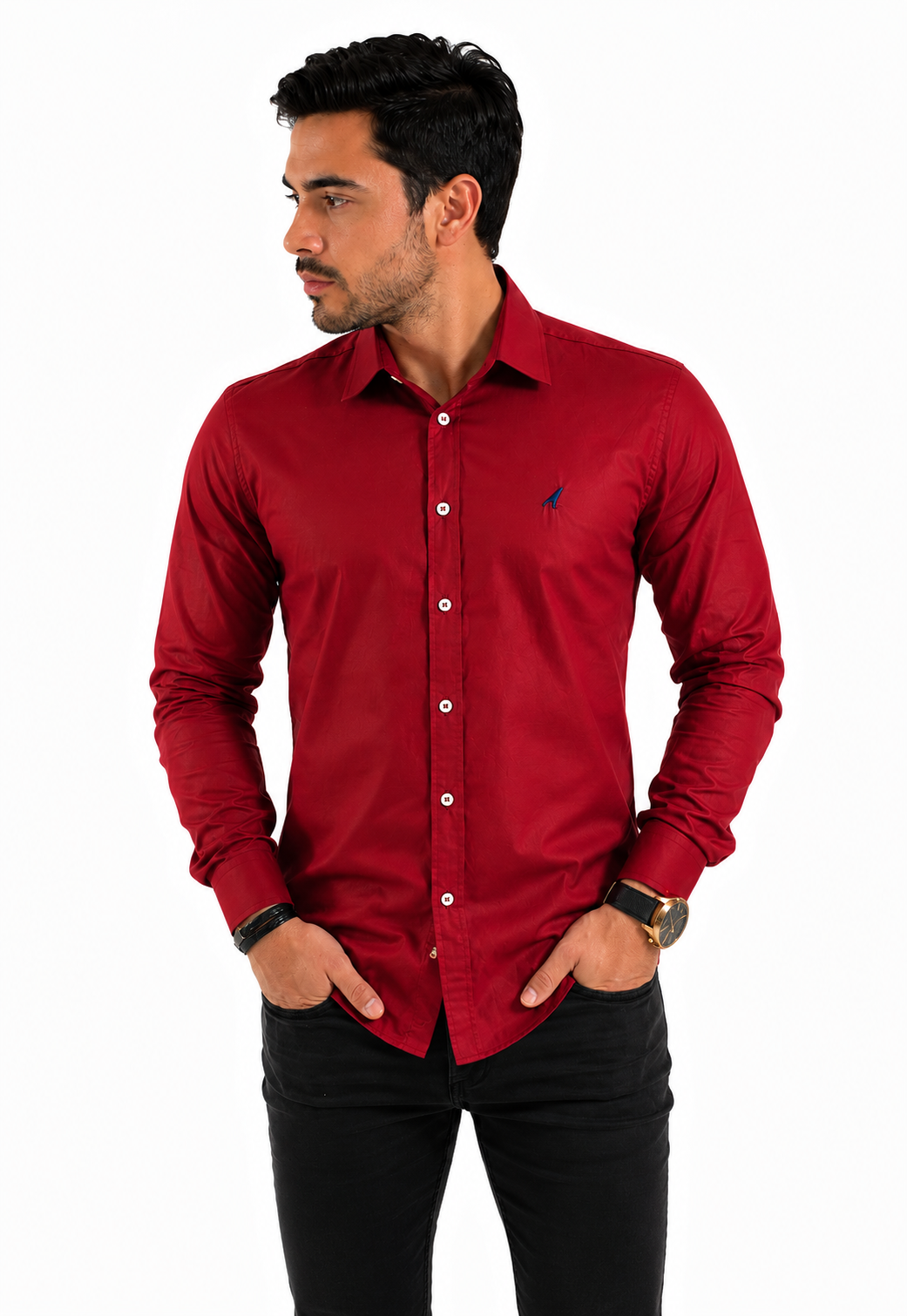 Camisa Social Masculina Vermelha Slim