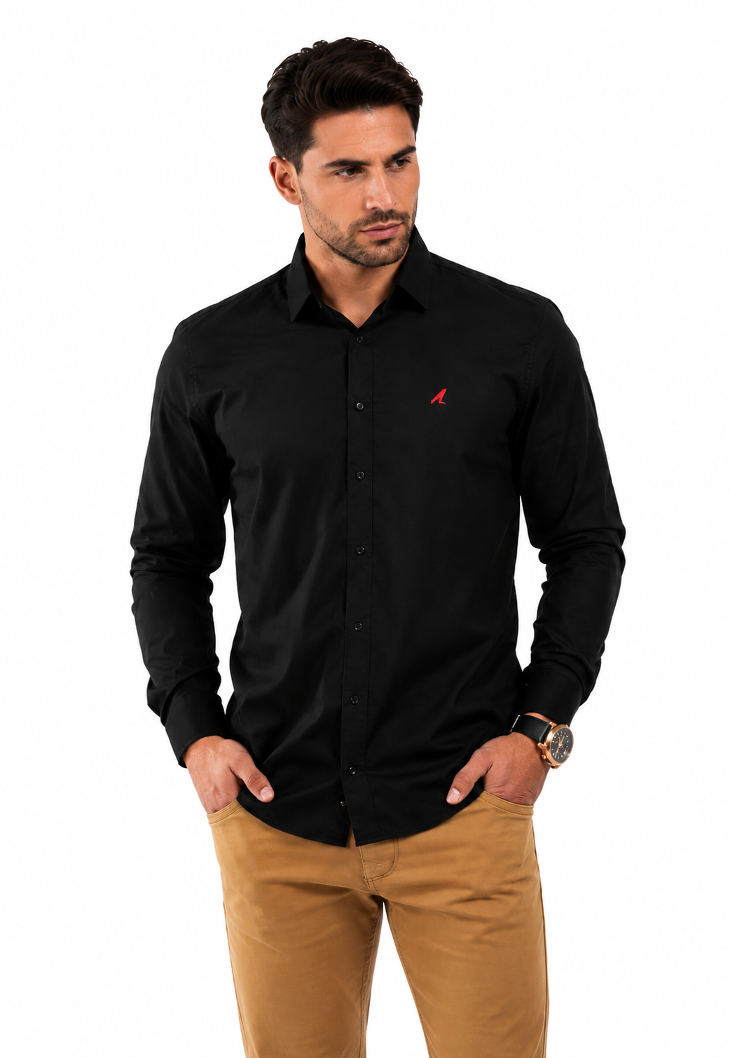 Camisa Social Slim Masculina Preta