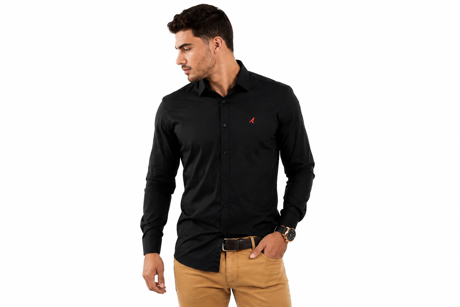 Camisa Social Slim Masculina Preta