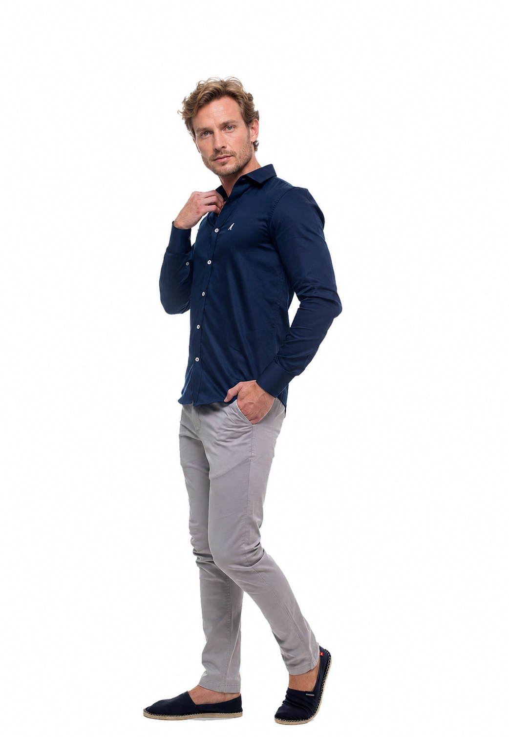 Camisa Social Masculina Azul Slim