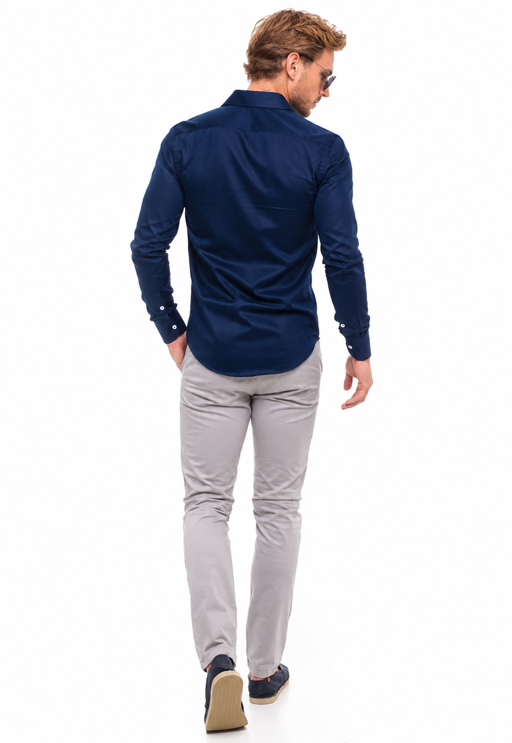 Camisa Social Masculina Azul Slim