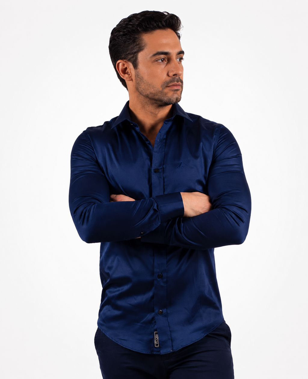Camisa Social Masculina Azul Marinho Slim