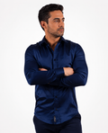 Camisa Social Masculina Azul Marinho Slim
