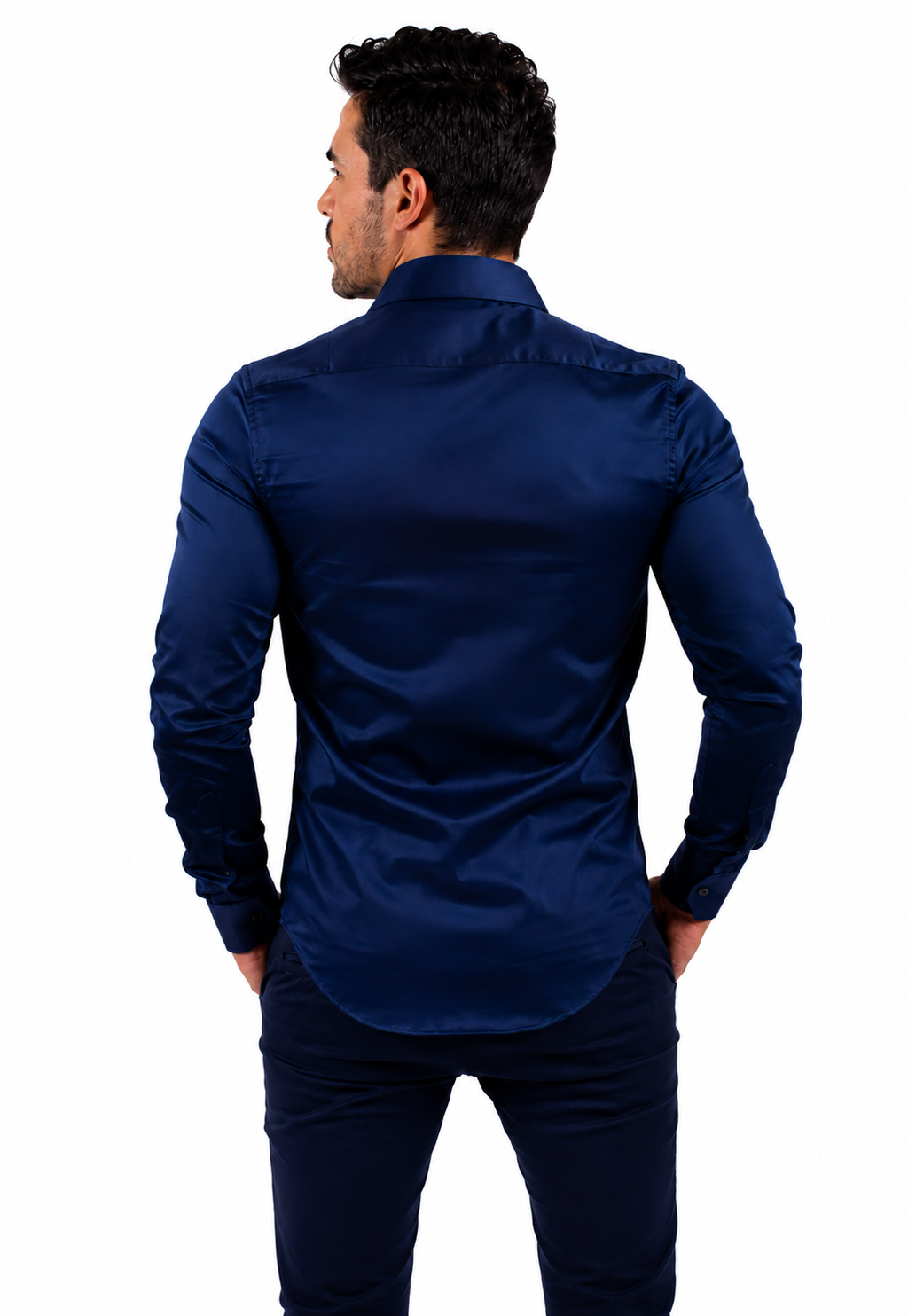 Camisa Social Masculina Azul Marinho Slim