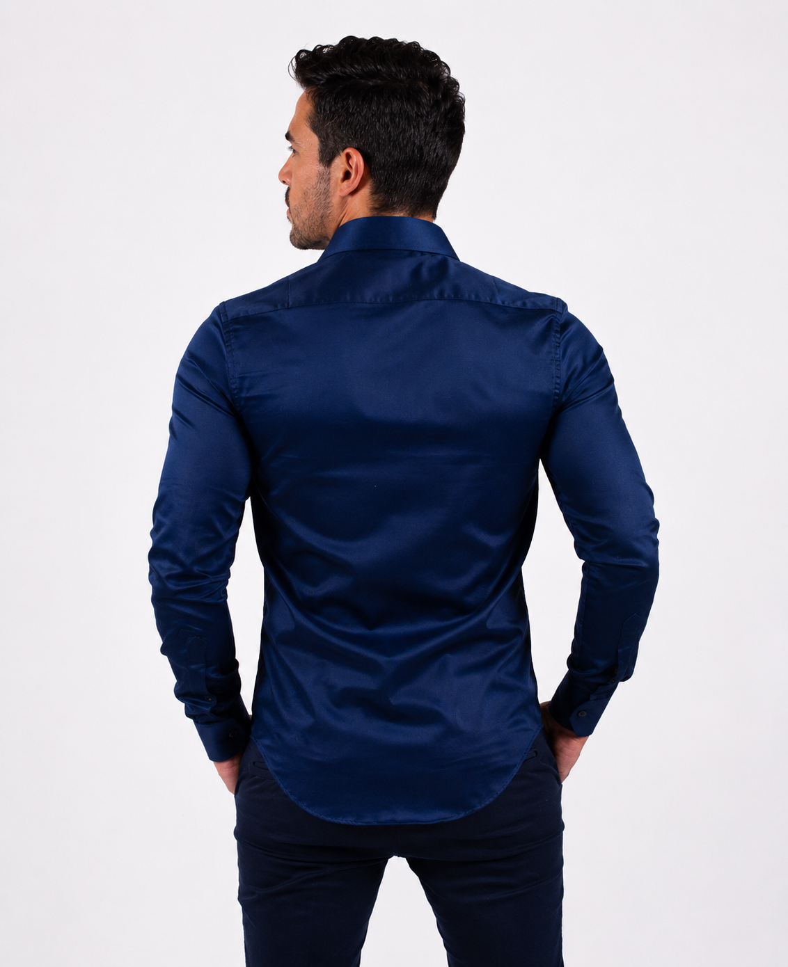 Camisa Social Masculina Azul Marinho Slim