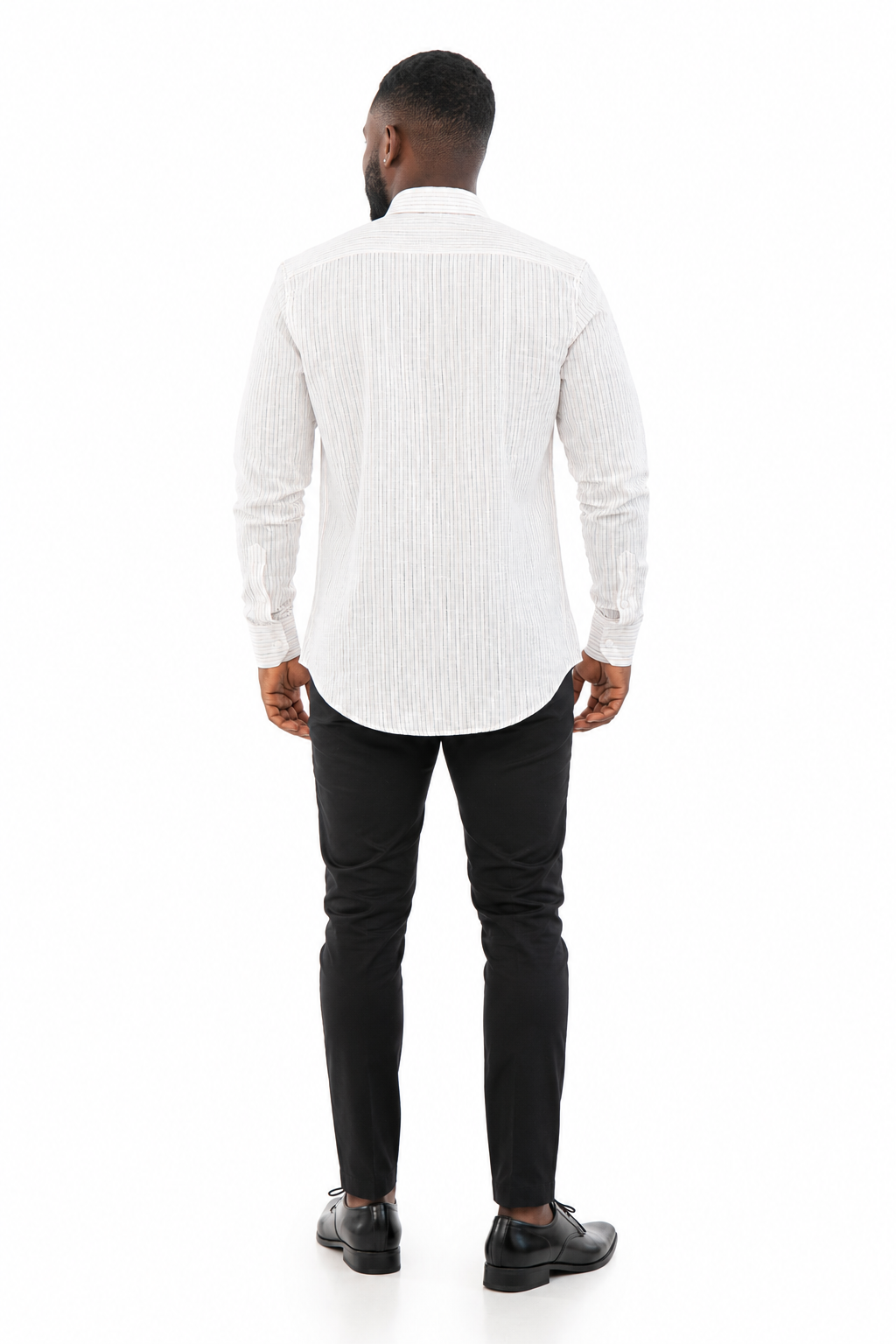 Camisa Social Masculina Listras Rosa Slim
