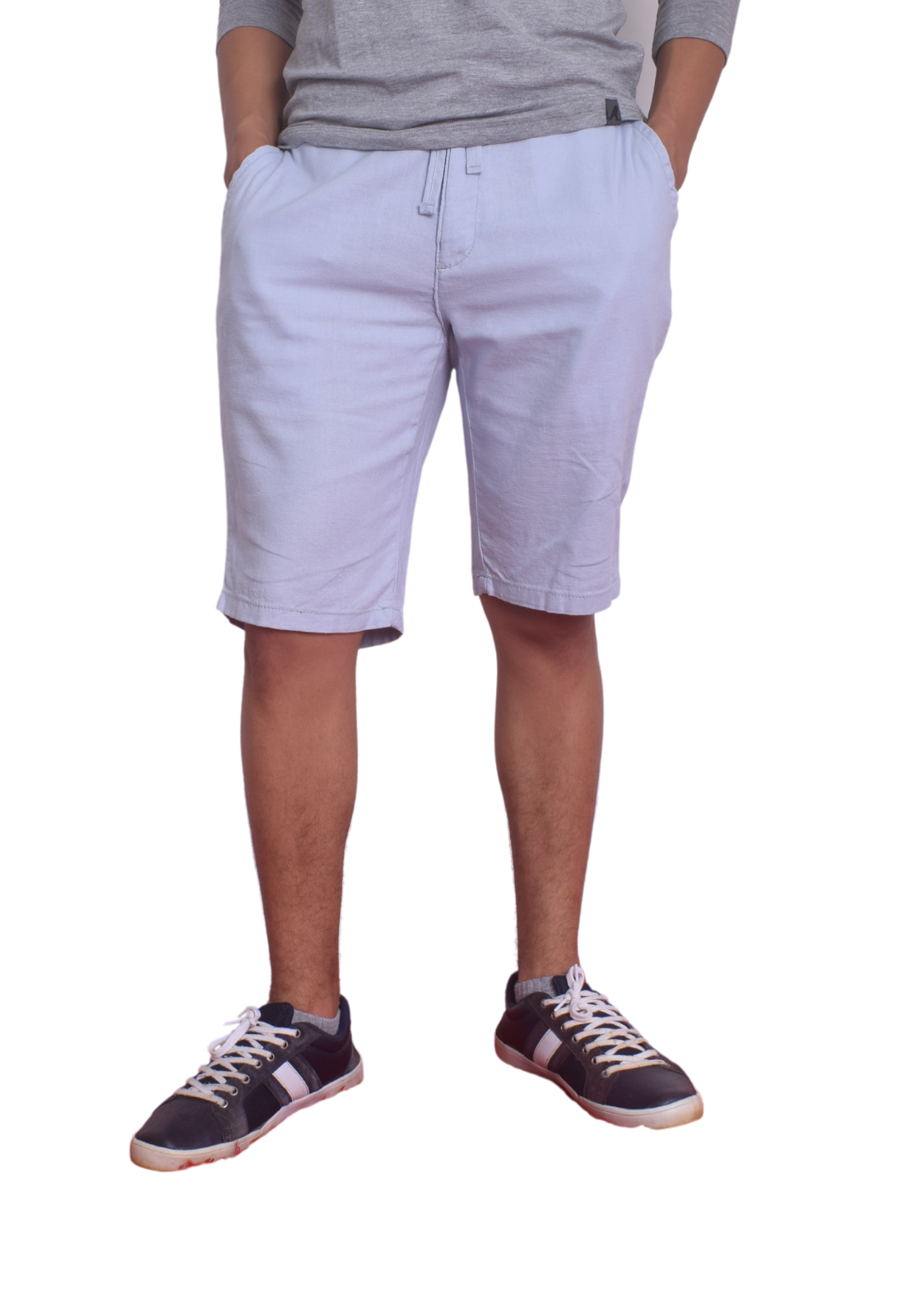 Bermuda Masculina de Linho com Cordão Azul Clarinho