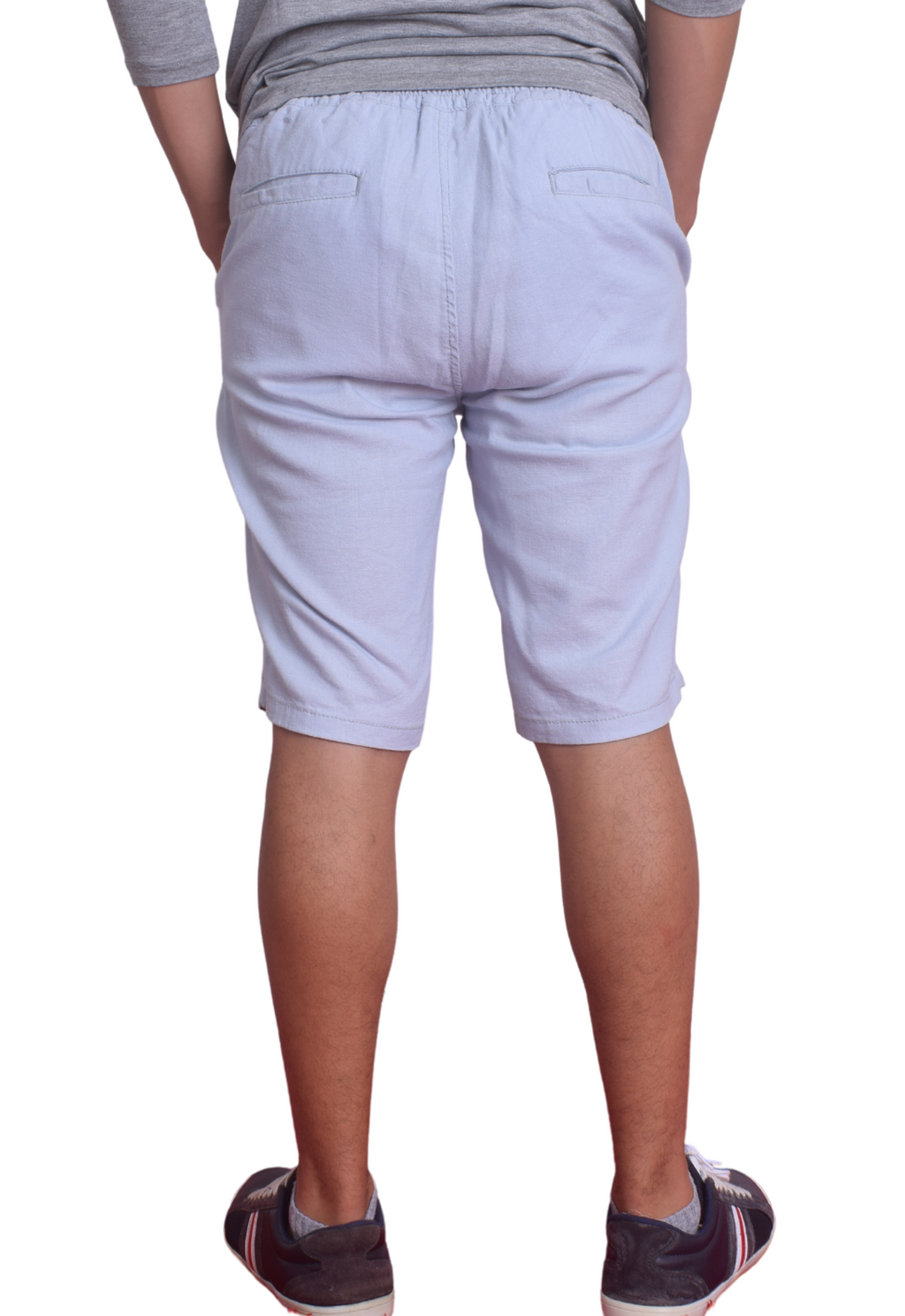 Bermuda Masculina de Linho com Cordão Azul Clarinho