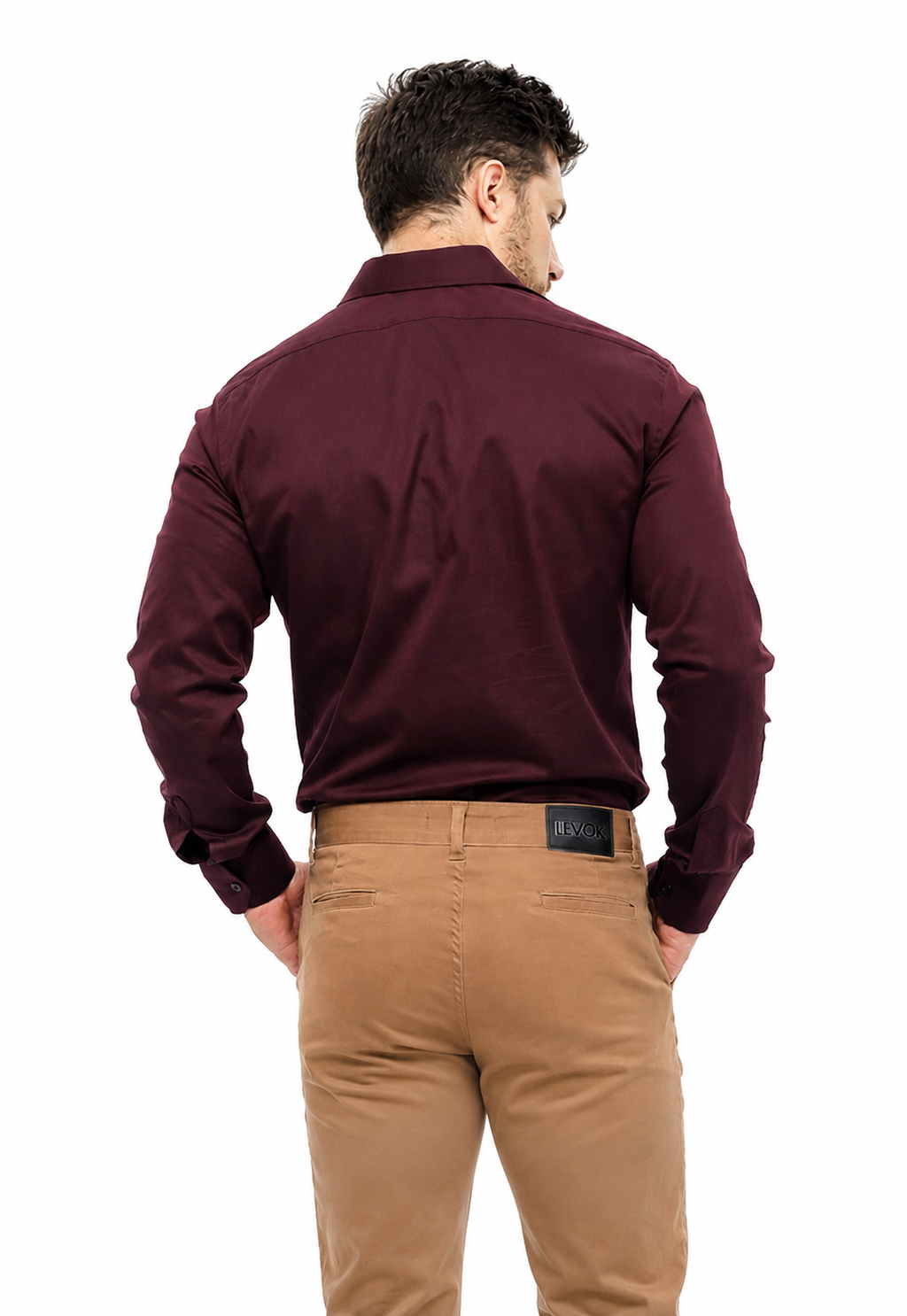 Camisa Social Masculina Vinho Super Slim
