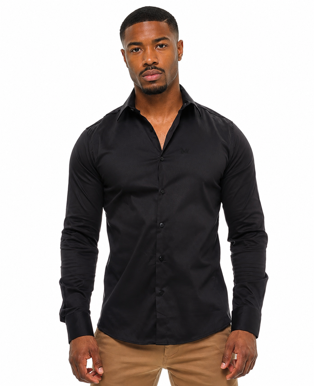 Camisa Social Masculina Preto Super Slim- Fio Egípcio