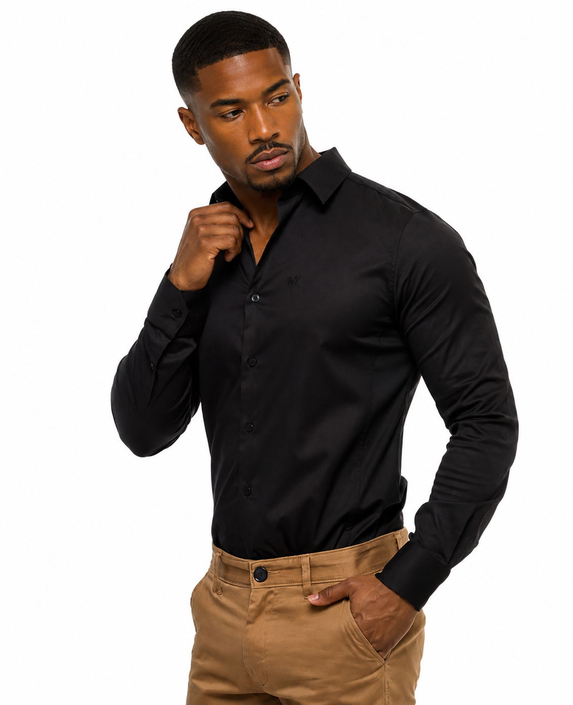 Camisa Social Masculina Preto Super Slim- Fio Egípcio
