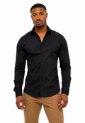 Camisa Social Masculina Preto Super Slim- Fio Egípcio