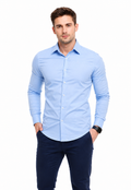Camisa Social Masculina Azul Bebê Super Slim