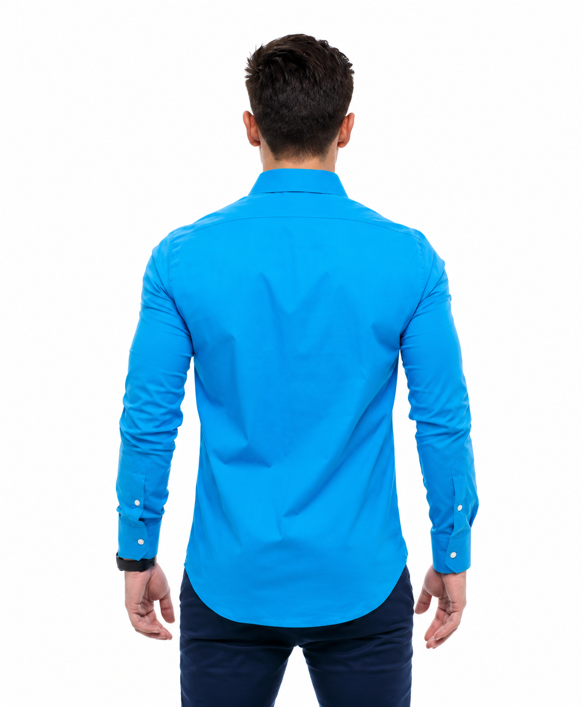 Camisa Social Masculina Azul Turquesa Super Slim