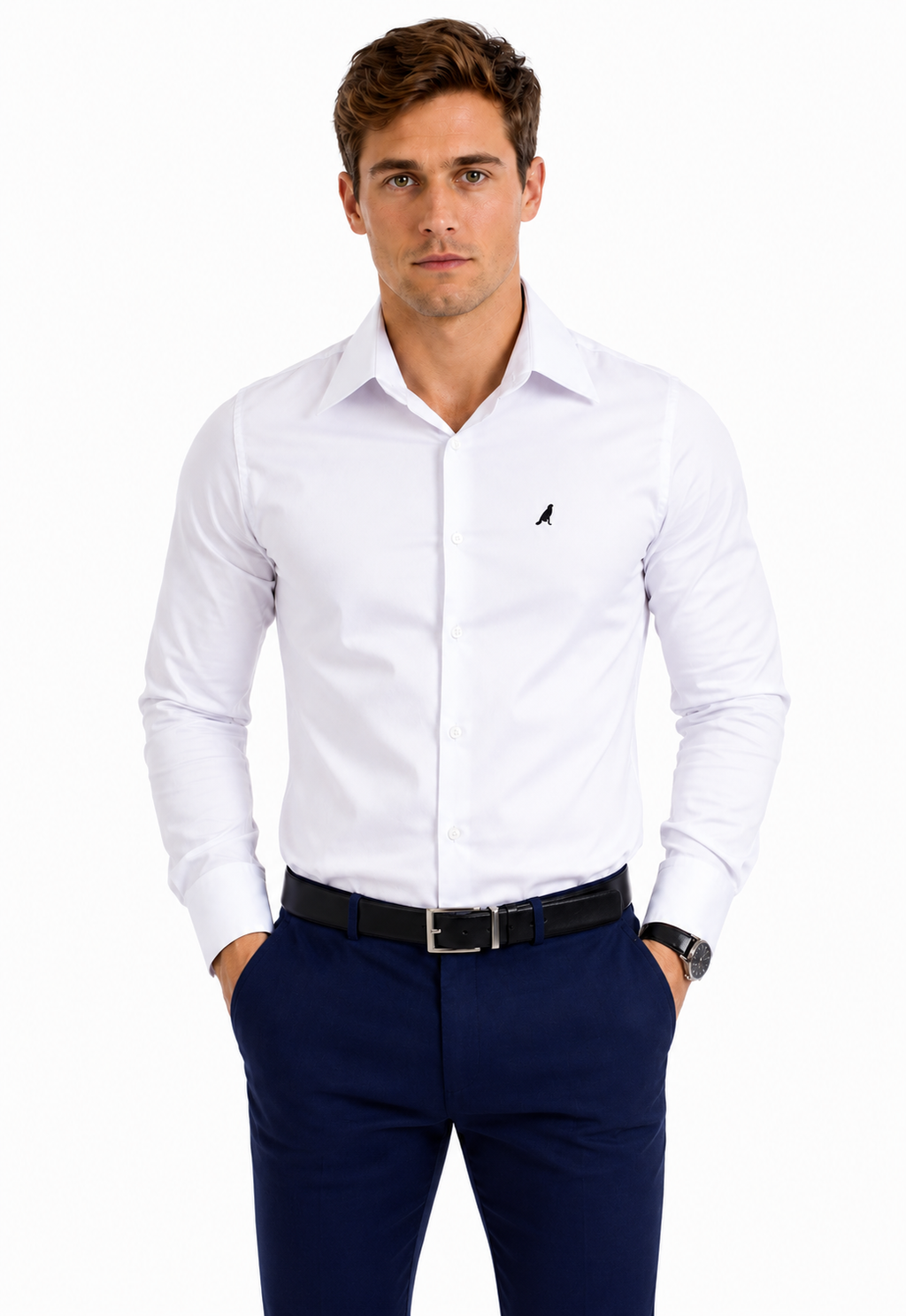 Camisa Social Masculina Branca Super Slim - Fio Egípcio