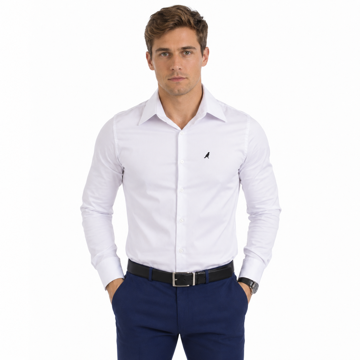 Camisa Social Masculina Branca Super Slim - Fio Egípcio
