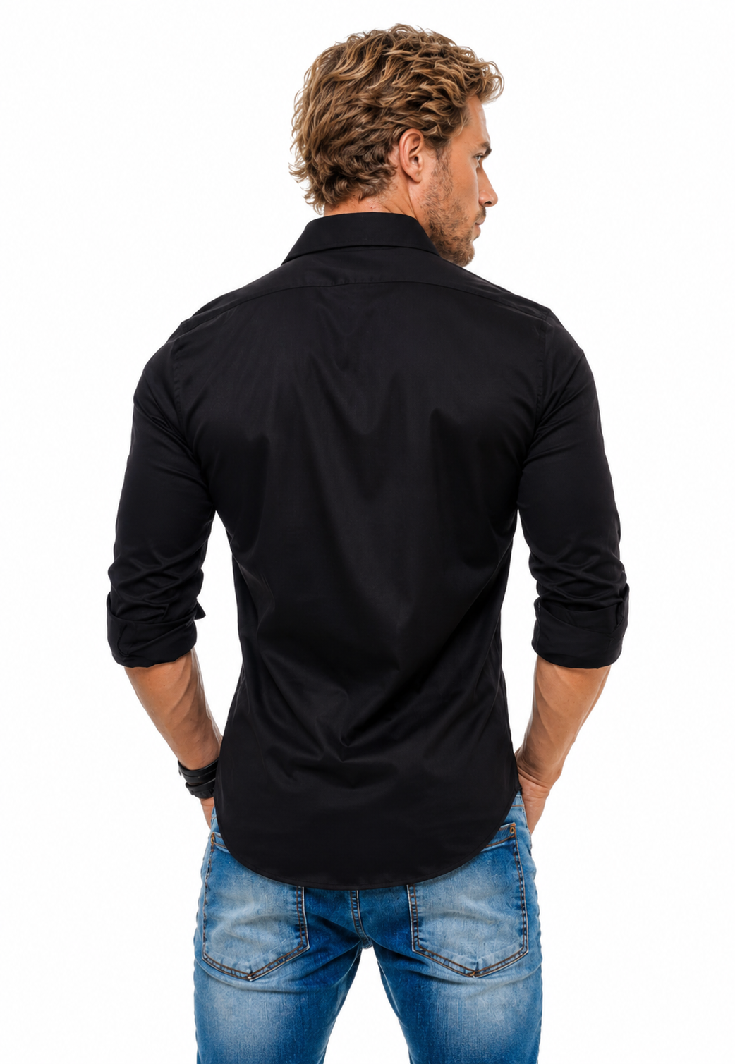 Camisa Social Masculina Preta Super Slim- Fio Egípcio