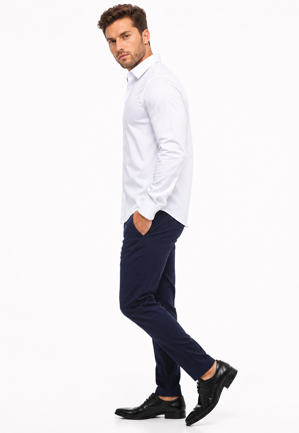 Camisa Social Masculina Branca Super Slim- Fio Egípcio