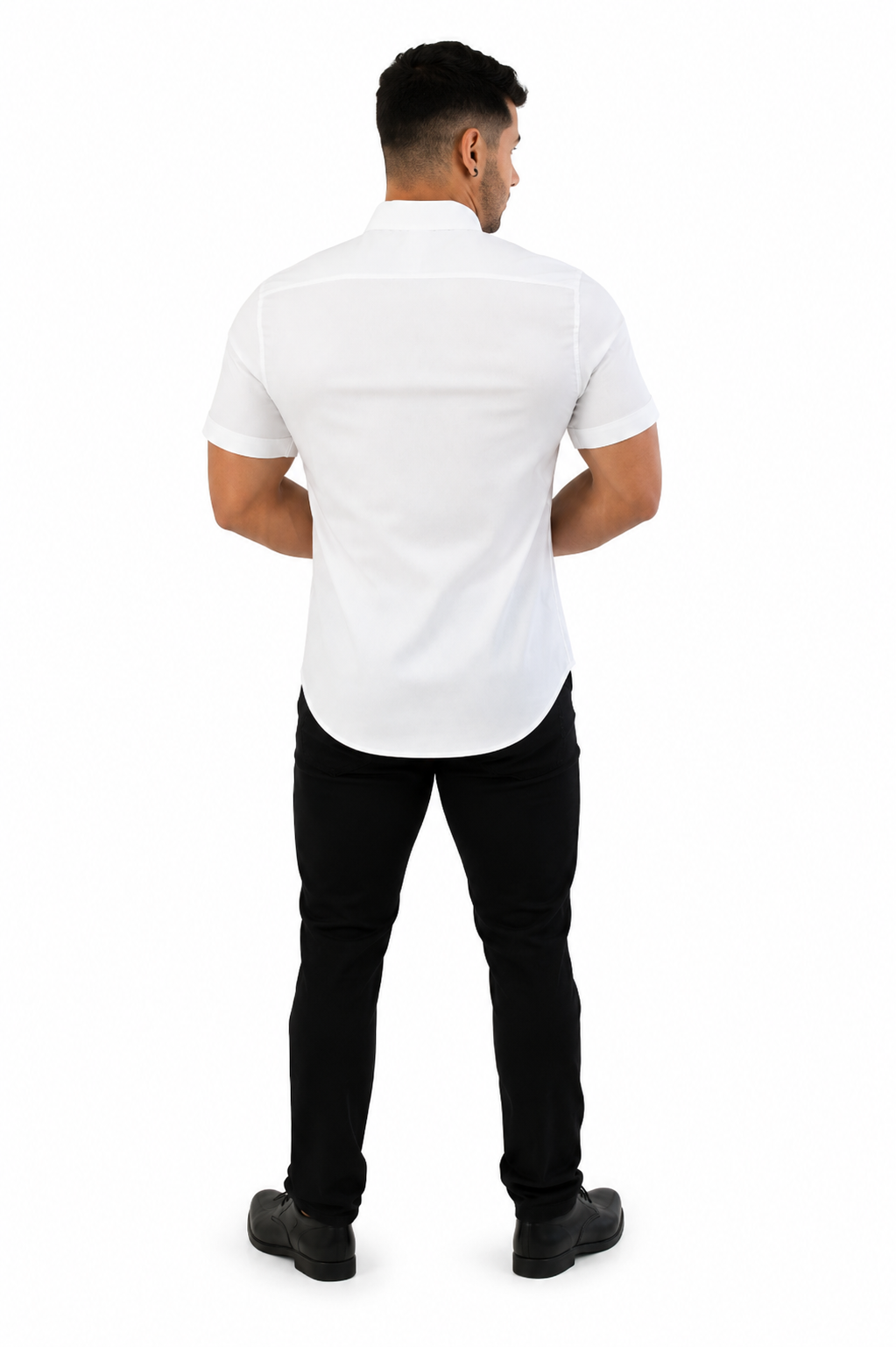 Camisa Social Masculina Slim Manga Curta Branca
