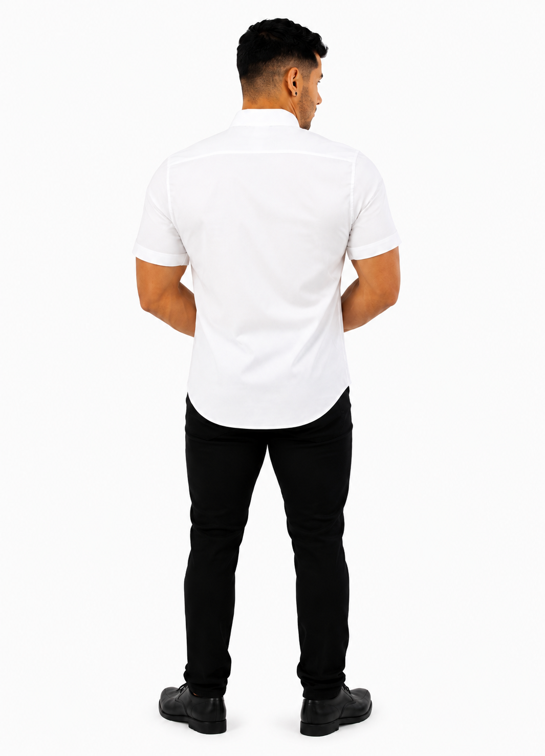 Camisa Social Masculina Slim Manga Curta Branca