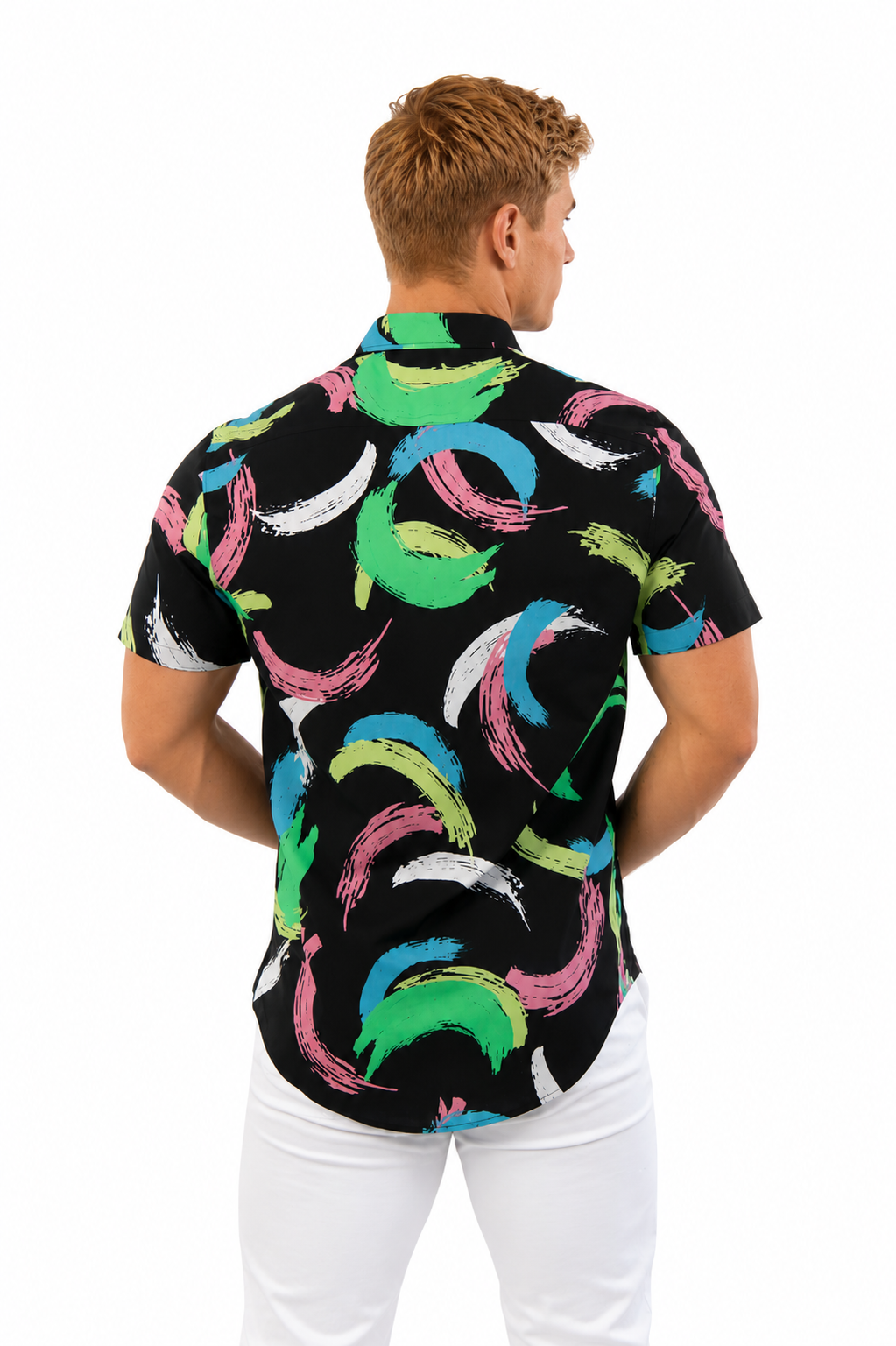 Camisa Social Masculina Slim Manga Curta Cítrico