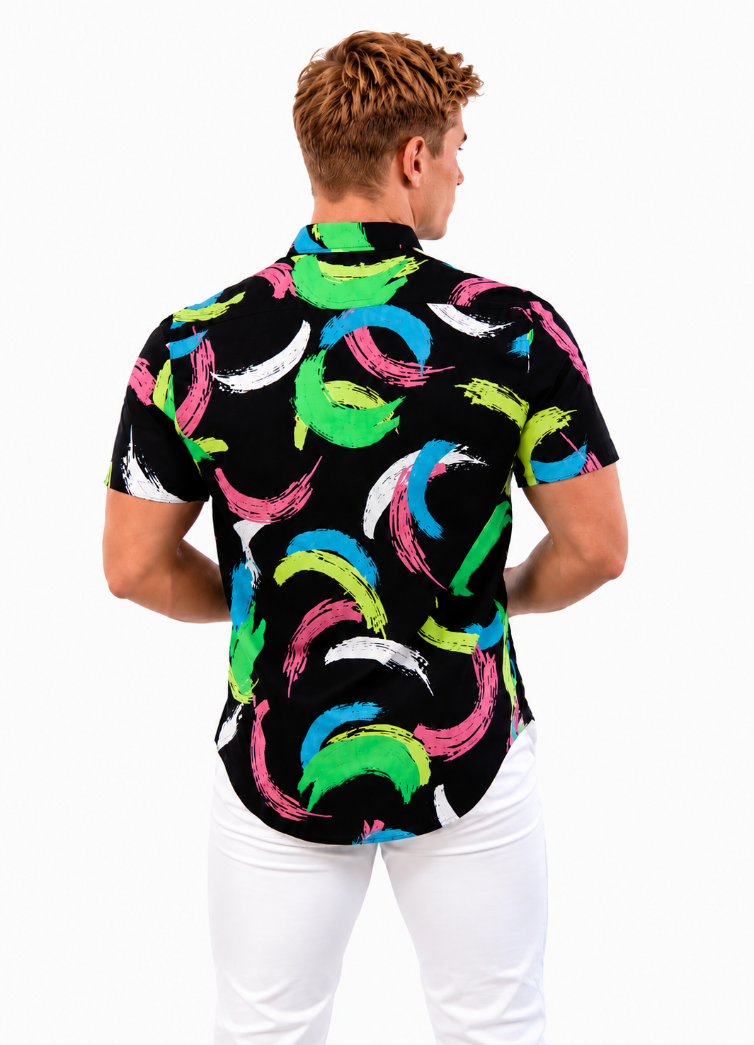 Camisa Social Masculina Slim Manga Curta Cítrico