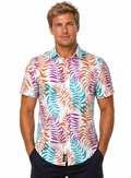 Camisa Social Masculina Slim Manga Curta Estampada