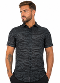 Camisa Social Masculina Slim Manga Curta Estampada