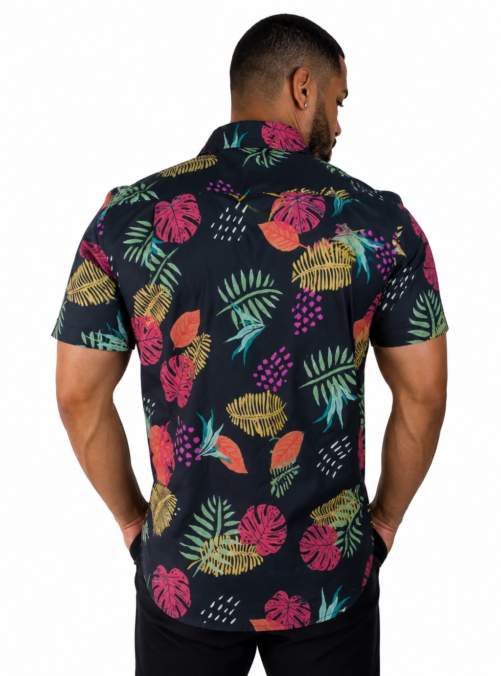 Camisa Social Masculina Slim Manga Curta Estampada