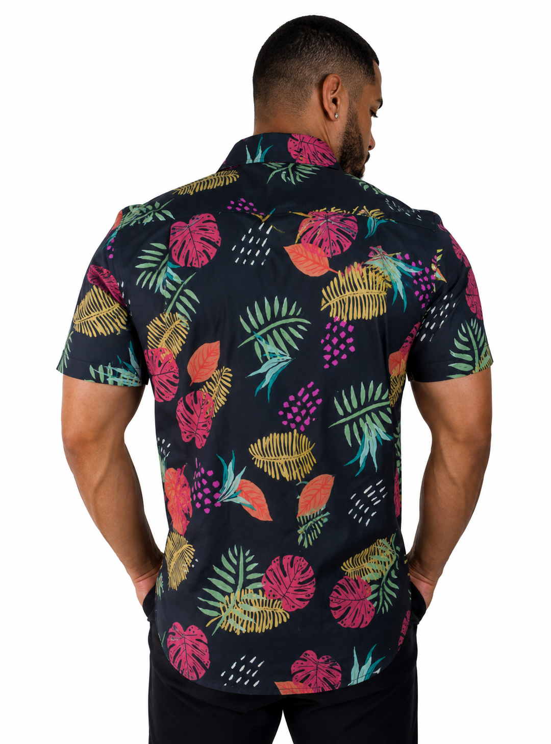 Camisa Social Masculina Slim Manga Curta Estampada