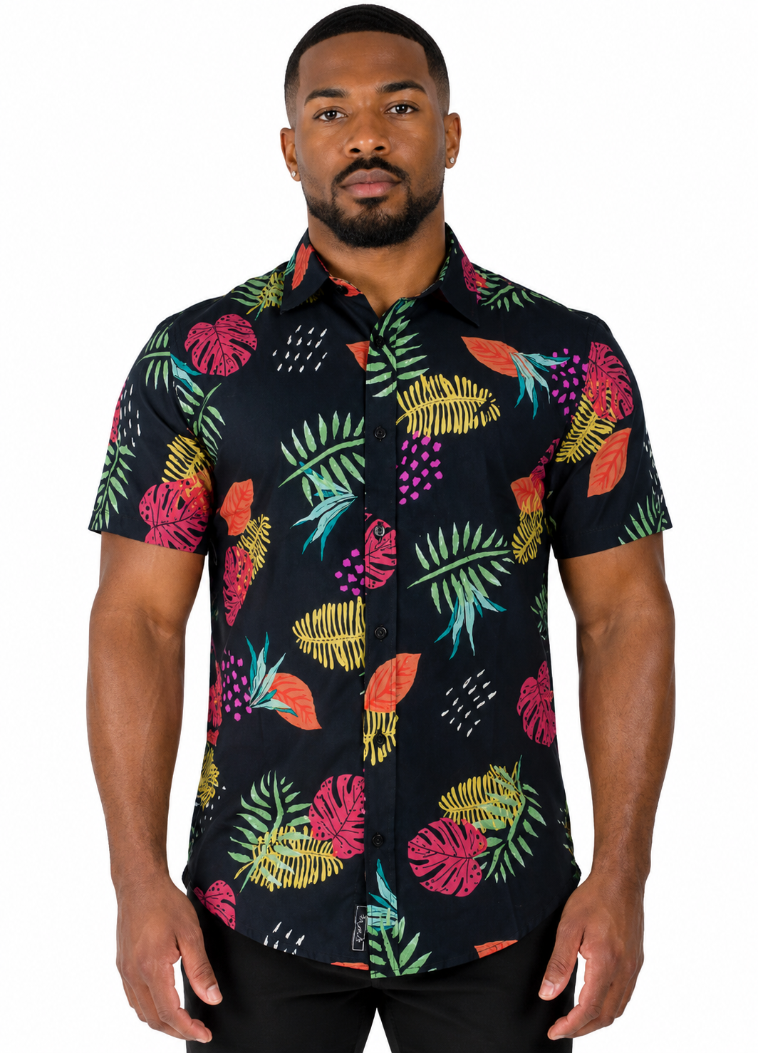 Camisa Social Masculina Slim Manga Curta Estampada