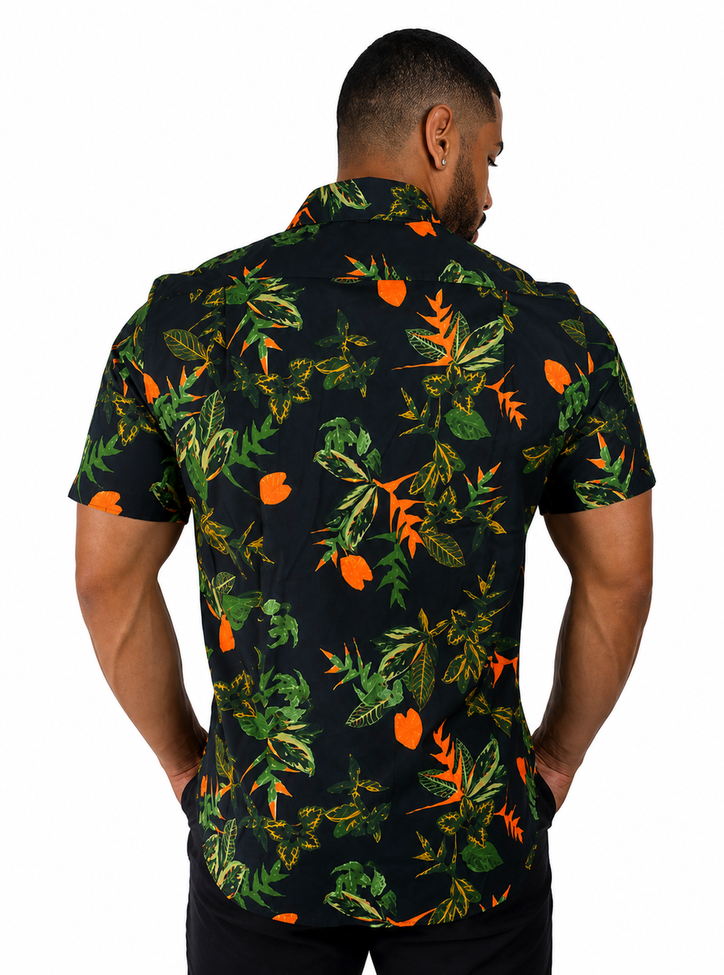 Camisa Social Masculina Slim Manga Curta Estampada