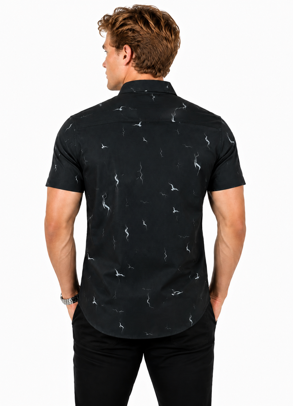 Camisa Social Masculina Slim Manga Curta Seagull