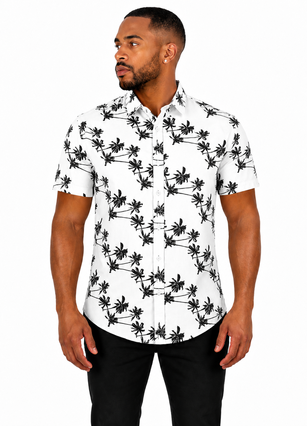 Camisa Social Masculina Slim Manga Curta Coconut