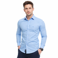 Camisa Social Masculina Azul Bebê Super Slim