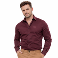 Camisa Social Masculina Vinho Super Slim
