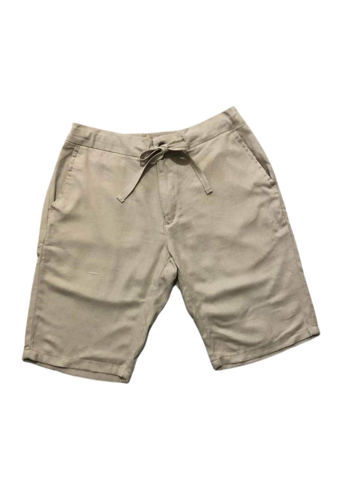 Bermuda Masculina de Linho com Cordão Bege Liso