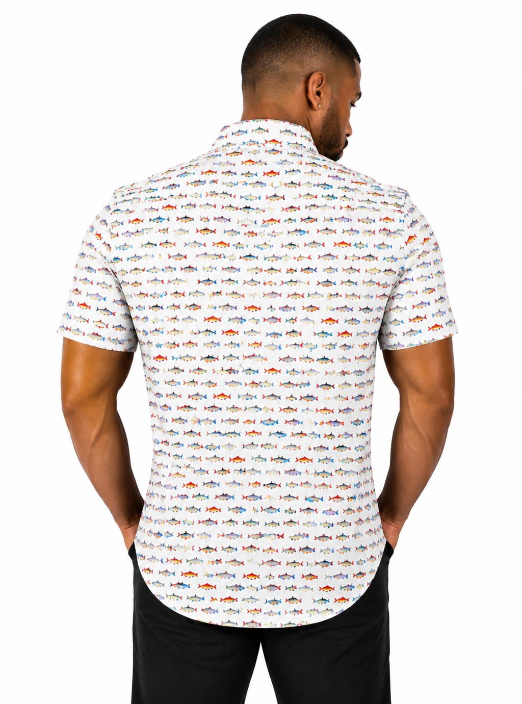 Camisa Social Masculina Slim Manga Curta Colorida
