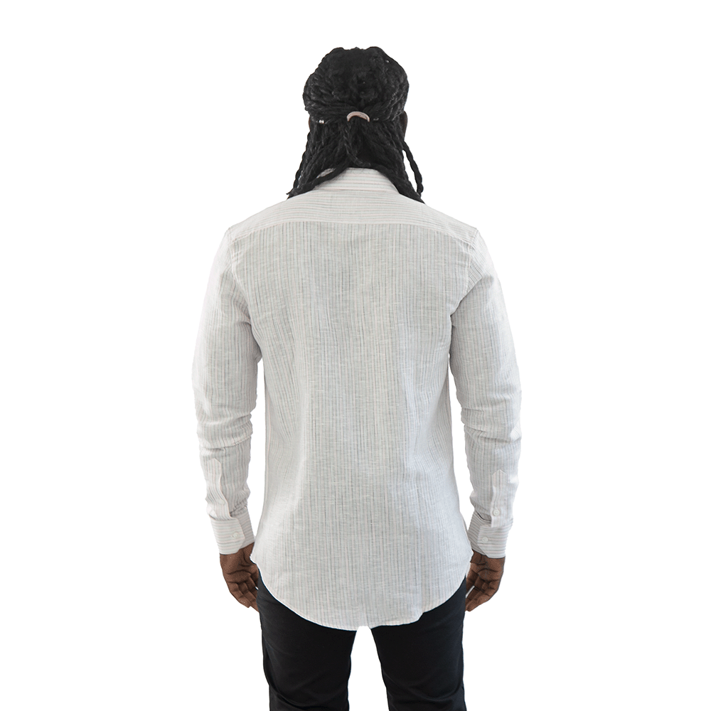 Camisa Social Masculina Listras Rosa Slim
