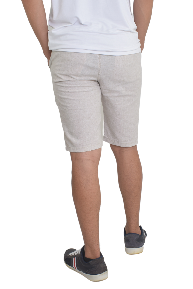 Bermuda Masculina de Linho com Cordão Bege Escuro