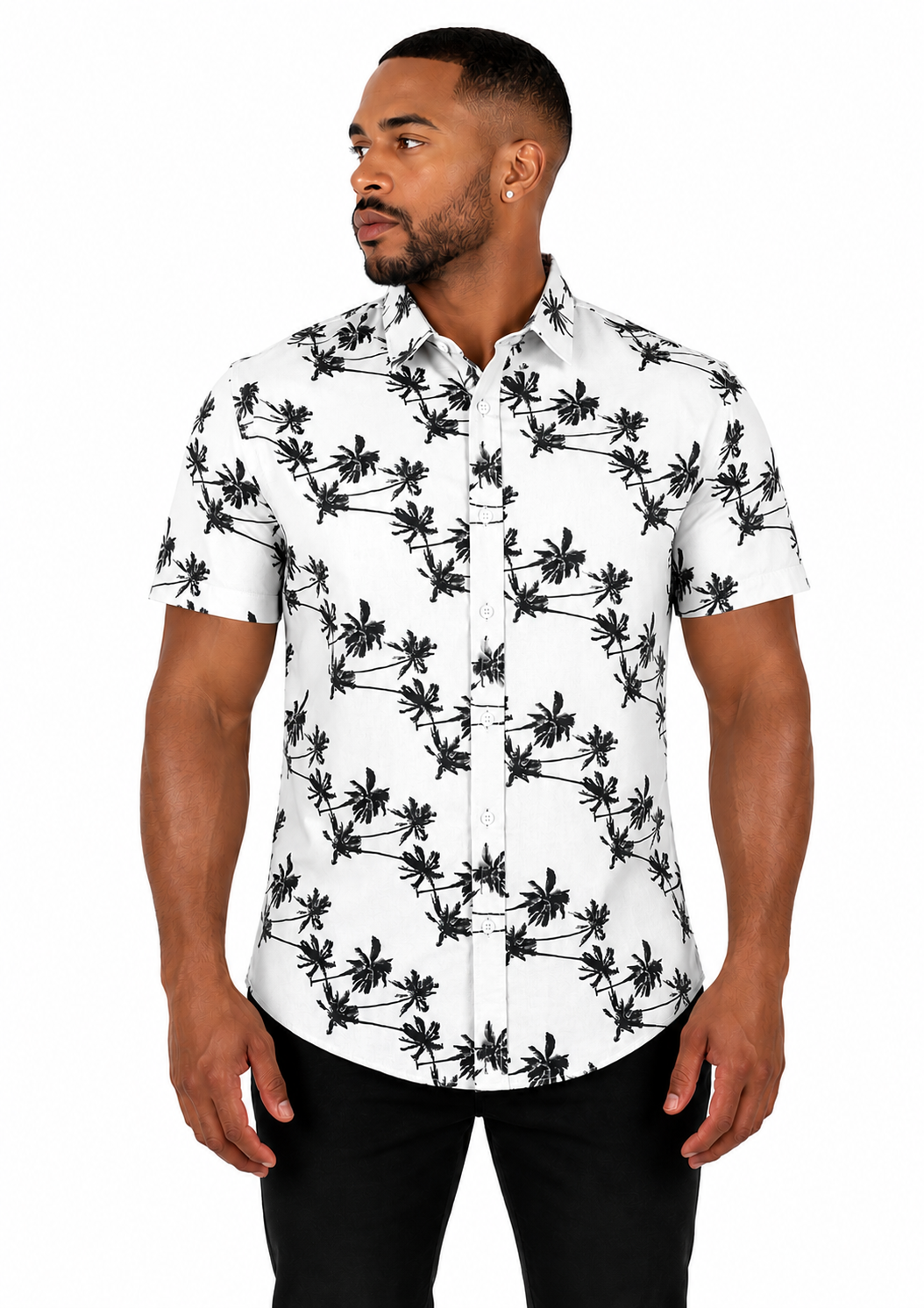 Camisa Social Masculina Slim Manga Curta Coconut