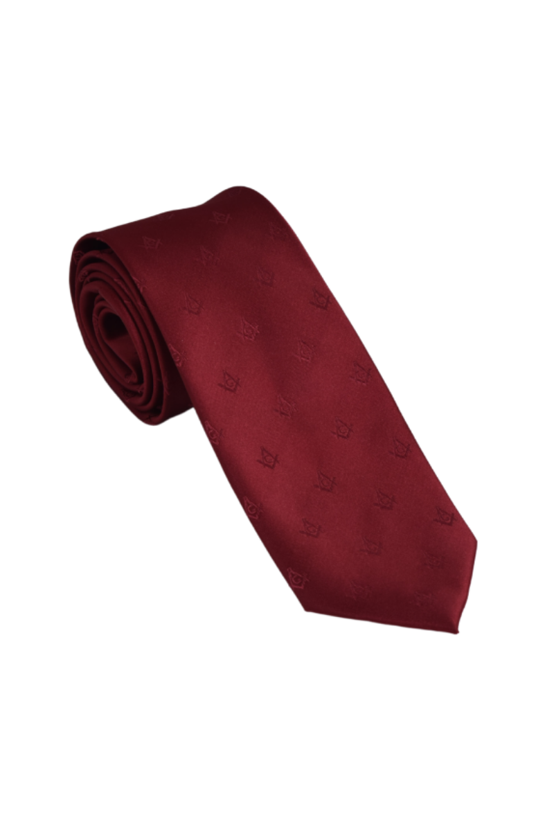 Gravata Social Slim Bordô Estampa Compasso