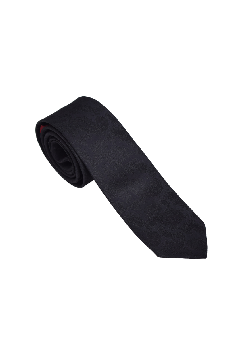 Gravata Social Slim Preta Estampada