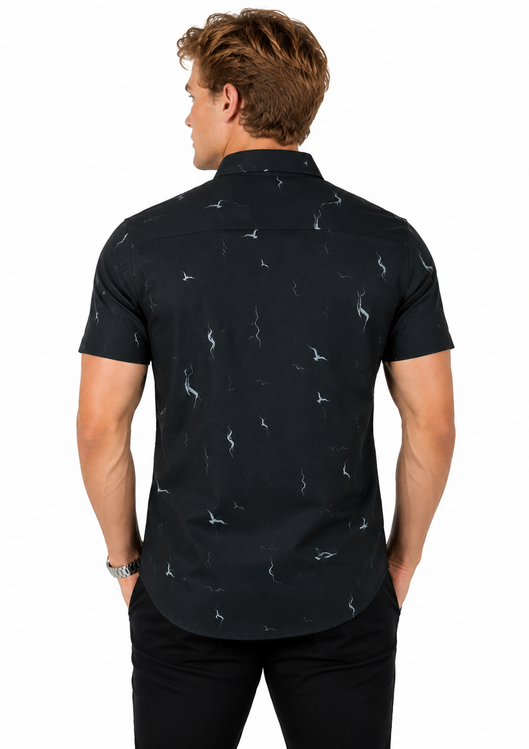 Camisa Social Masculina Slim Manga Curta Seagull